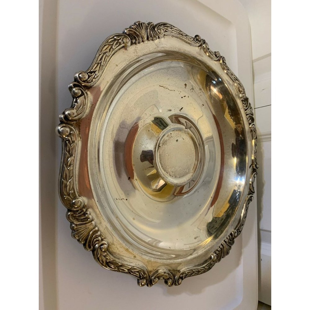 Vintage‎ Antique Sheridan Silverplated Round Ornate Serving Plate 12"